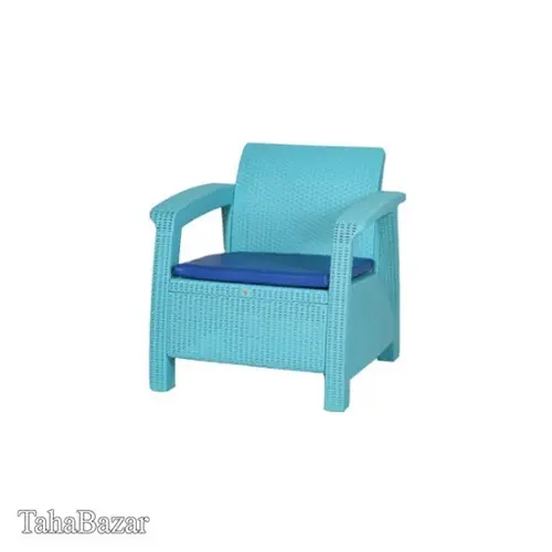 مبل حصیری یک نفره بابل آبی فیروزه ای 4485