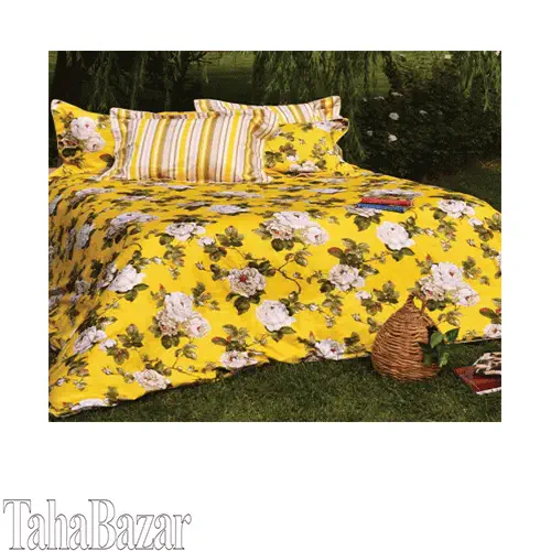 سرویس لحاف دو نفره 4 تکه کشدار 180 نچرال زرد لایکو