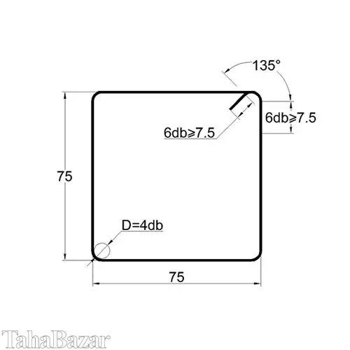 خاموت آماده فولاد کیا مدل 127575A2 با خم استاندارد