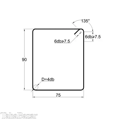 خاموت آماده فولاد کیا مدل 127590A2 با خم استاندارد