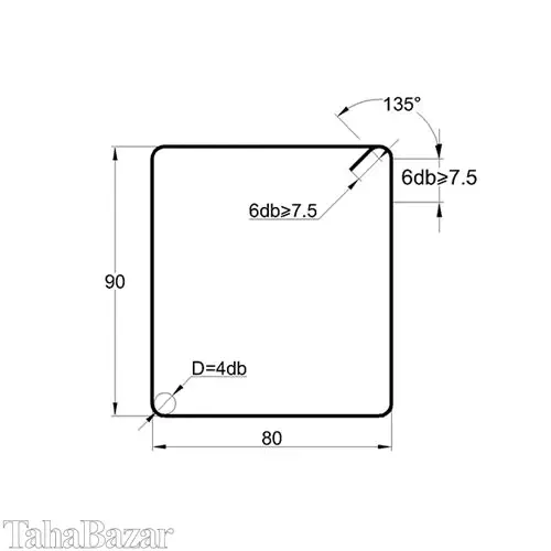 خاموت آماده فولاد کیا مدل 128090A2 با خم استاندارد