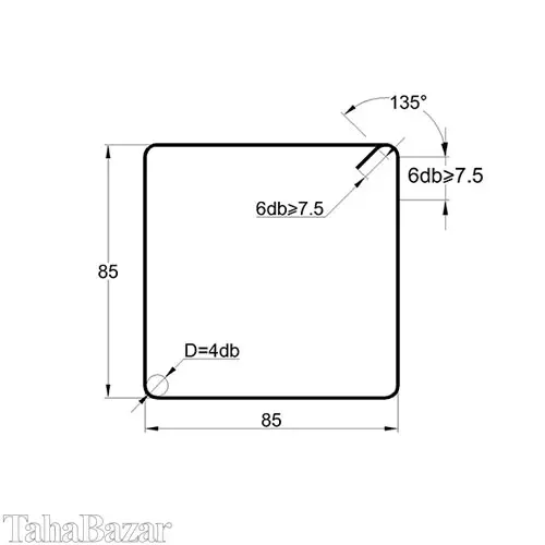 خاموت آماده فولاد کیا مدل 128585A2 با خم استاندارد