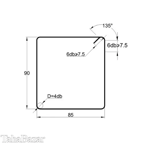 خاموت آماده فولاد کیا مدل 128590A2 با خم استاندارد