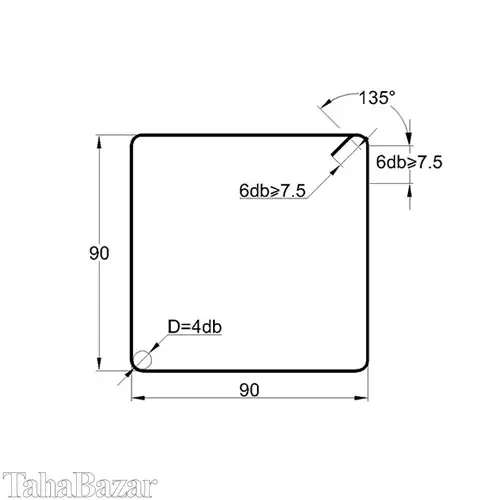 خاموت آماده فولاد کیا مدل 129090A2 با خم استاندارد